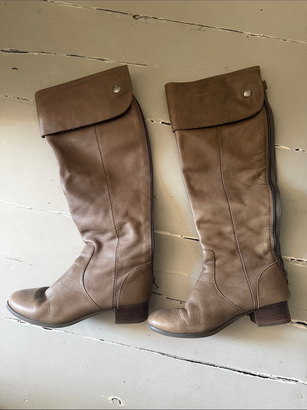 Seychelles Fold-Over Over-the-Knee Leather Boots - Taupe Brown